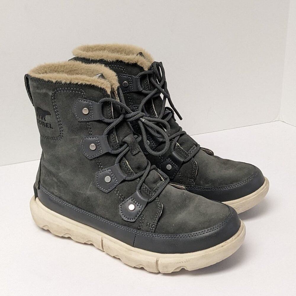 Sorel Explorer II Joan Waterproof Winter Boots, Grey Suede, Women's 8 M